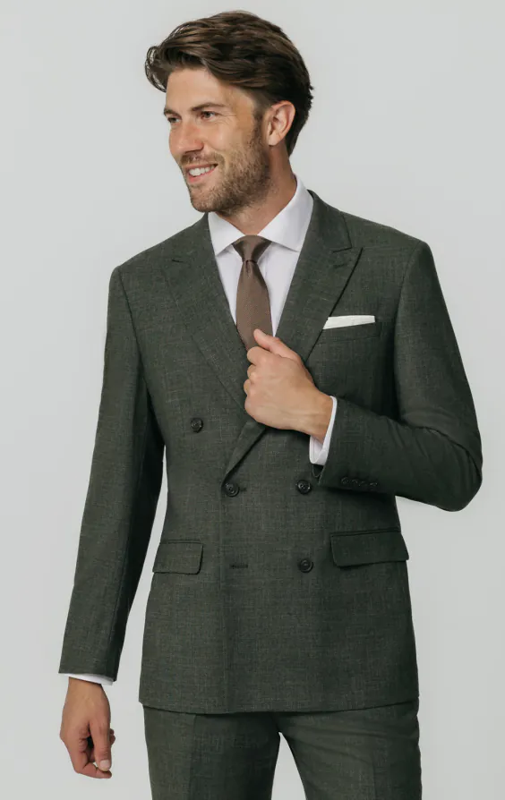 Green Weave Double Breasted Suit Jacket Green Weave Double Breasted Suit Jacket
