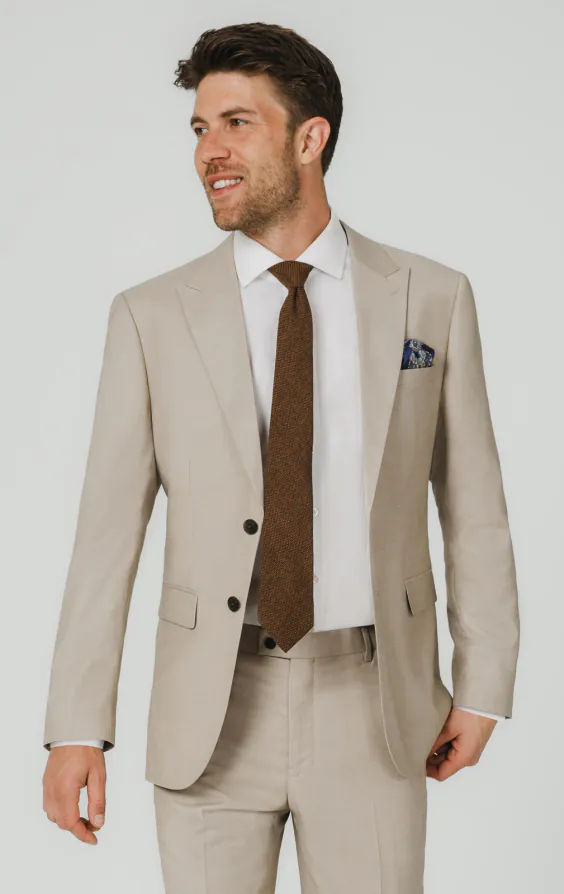 Stone Sharkskin Suit Jacket