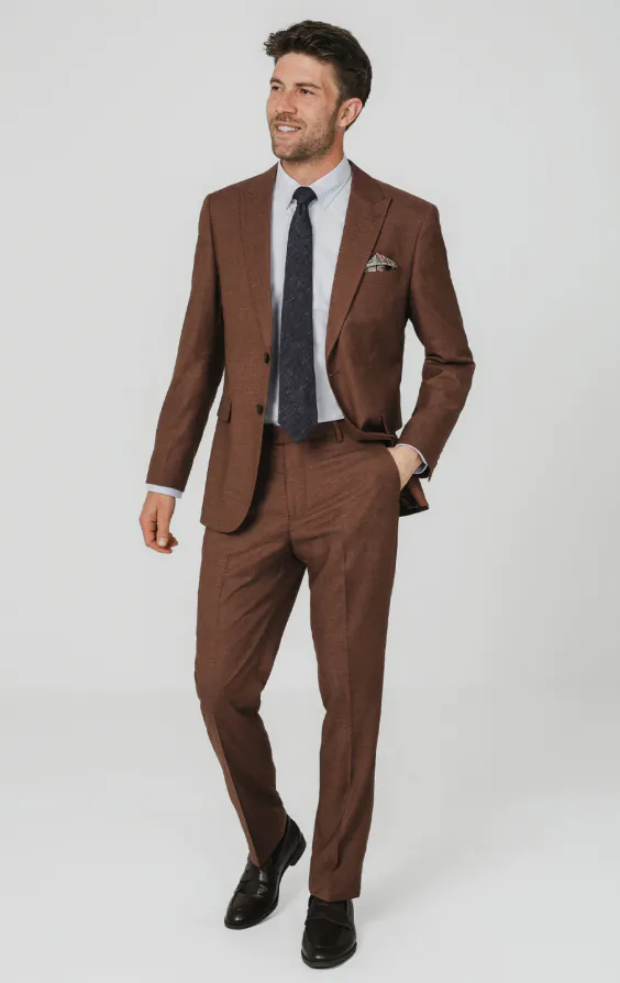 Rust Brown Textured Weave Suit Jacket - photo 1