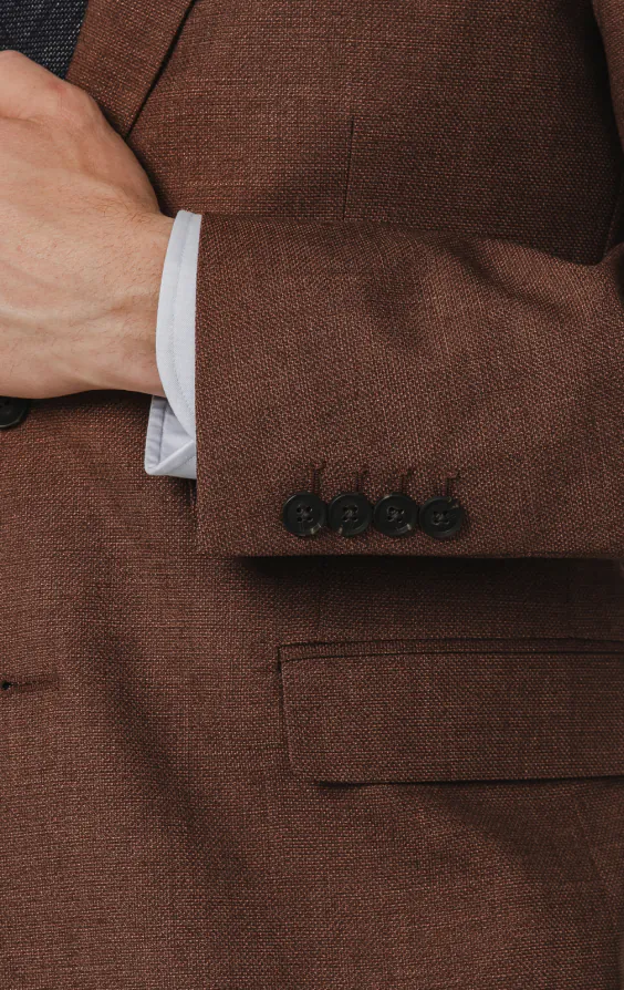 Rust Brown Textured Weave Suit Jacket - photo 2