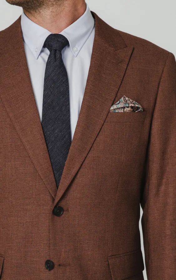 Rust Brown Textured Weave Suit Jacket - photo 3