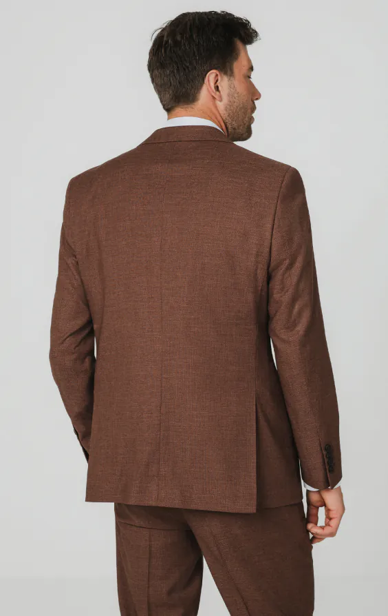 Rust Brown Textured Weave Suit Jacket - photo 5