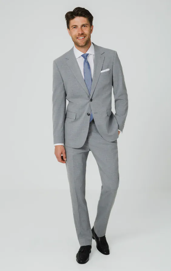 Light Gray & Blue Check Suit Jacket - photo 1 Light Gray & Blue Check Suit Jacket - photo 1