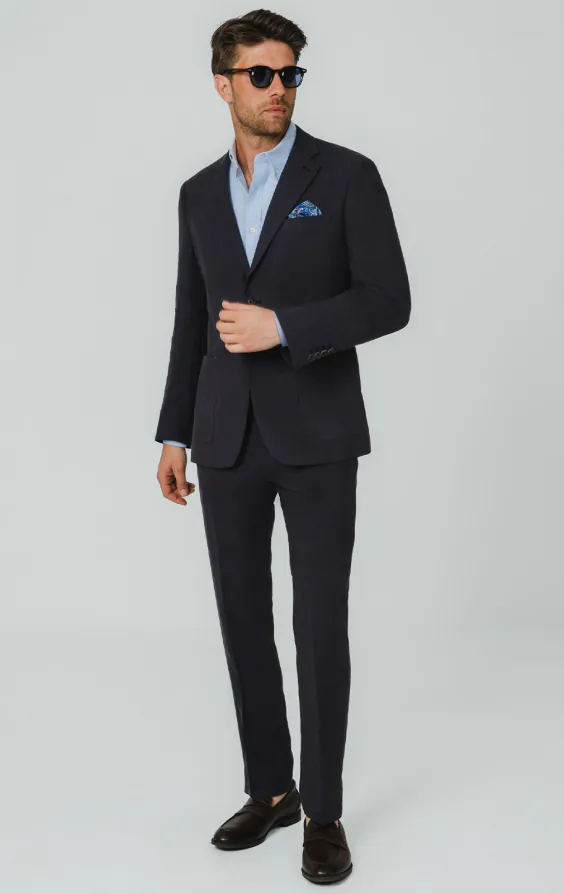 Navy 100% Linen Suit Jacket - photo 1 Navy 100% Linen Suit Jacket - photo 1