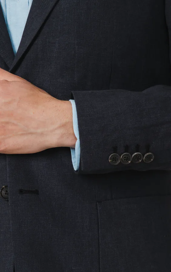 Navy Pure Linen Suit Jacket - photo 2