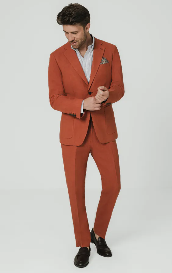 Burnt Orange Pure Linen Suit Jacket - photo 1