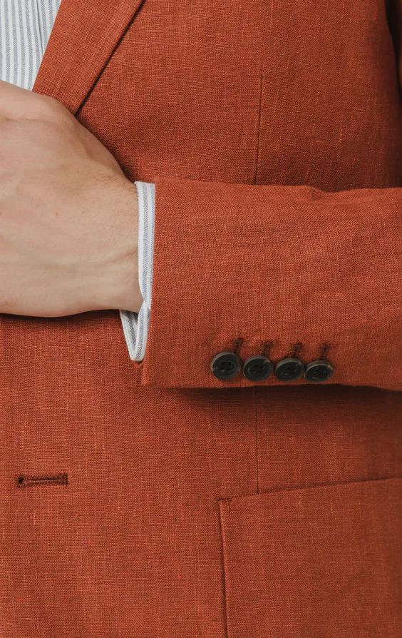 Burnt Orange Pure Linen Suit Jacket - photo 2