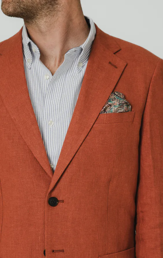 Burnt Orange Pure Linen Suit Jacket - photo 3