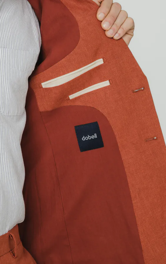 Burnt Orange Pure Linen Suit Jacket - photo 4