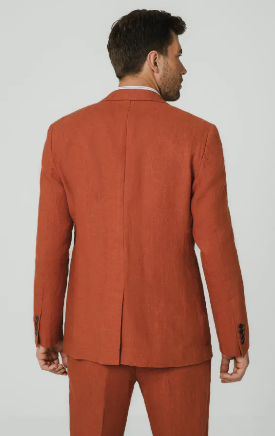 Burnt Orange Pure Linen Suit Jacket - photo 5