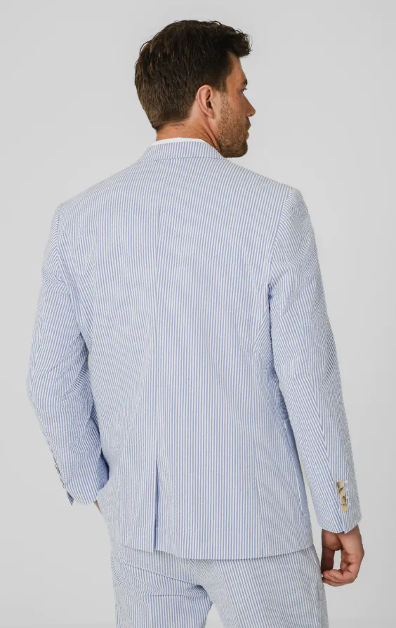 Blue & White Seersucker 3 Piece Suit - photo 5 Blue & White Seersucker 3 Piece Suit - photo 5