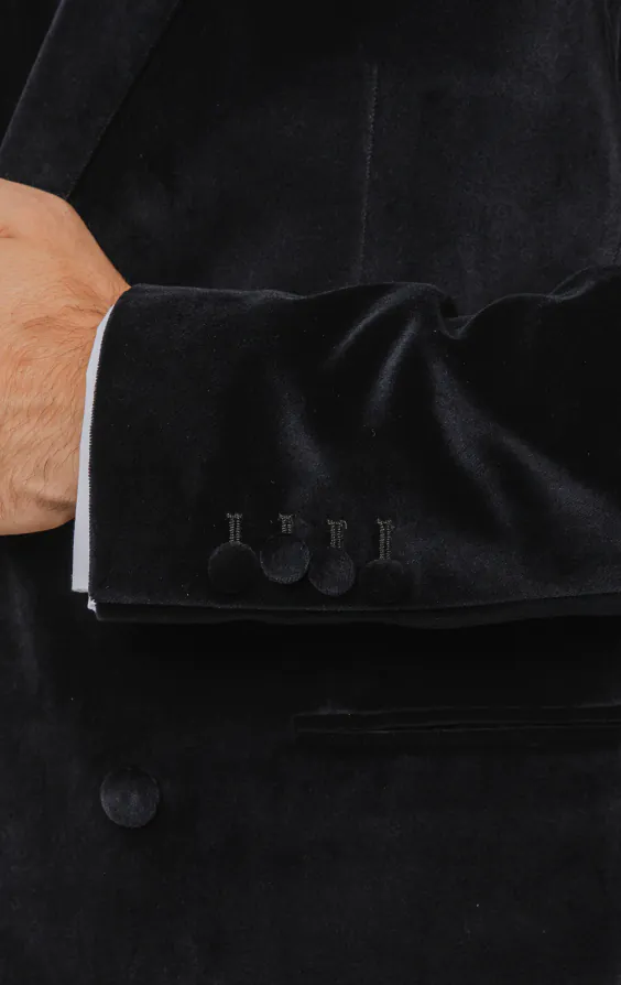 Black Velvet Double Breasted Jacket - photo 3