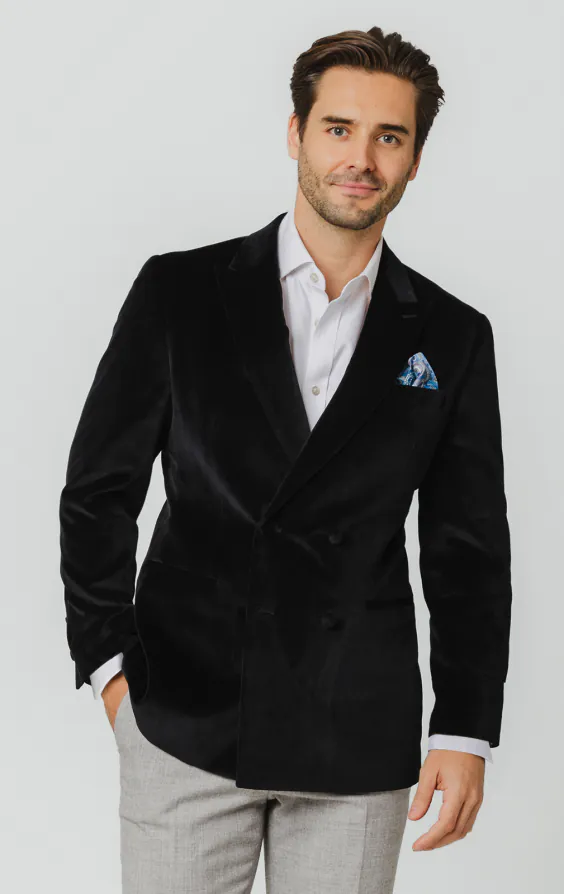 Black Velvet Double Breasted Jacket