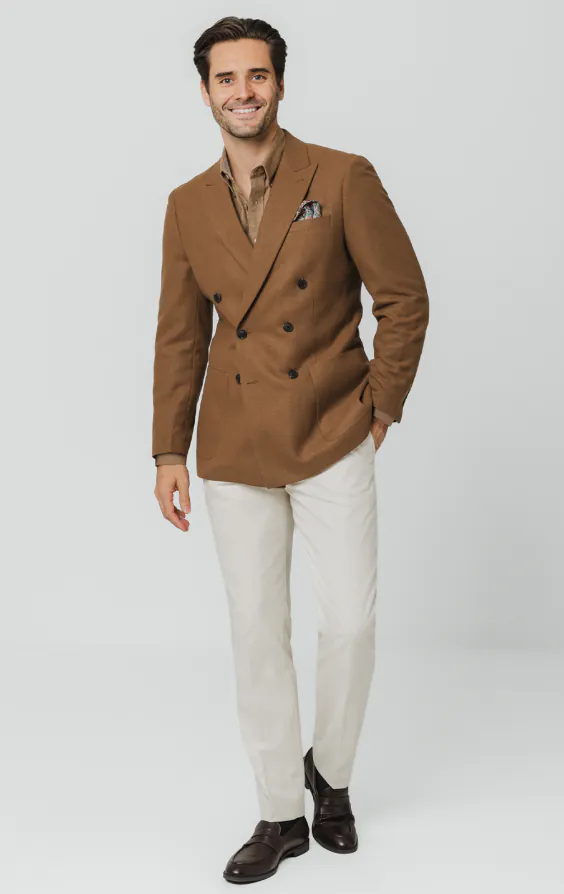 Camel Brushed Wool Blend Double Breasted Jacket - photo 1 Camel Brushed Wool Blend Double Breasted Jacket - photo 1