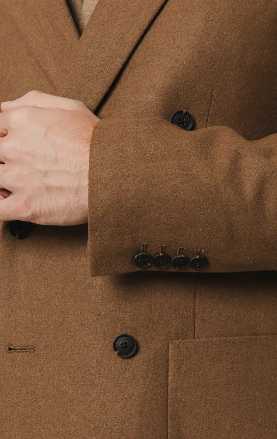 Camel Brushed Wool Blend Double Breasted Jacket - photo 2