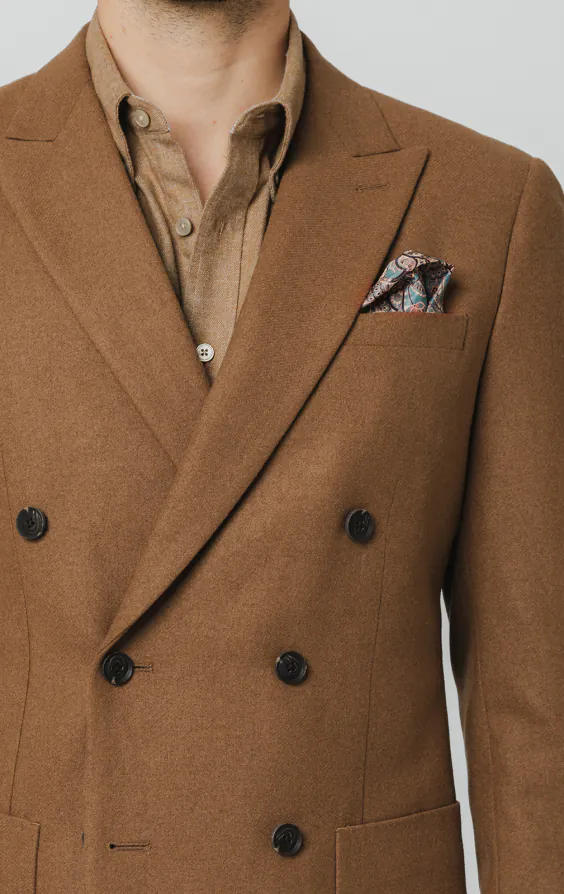 Camel Brushed Wool Blend Double Breasted Jacket - photo 3