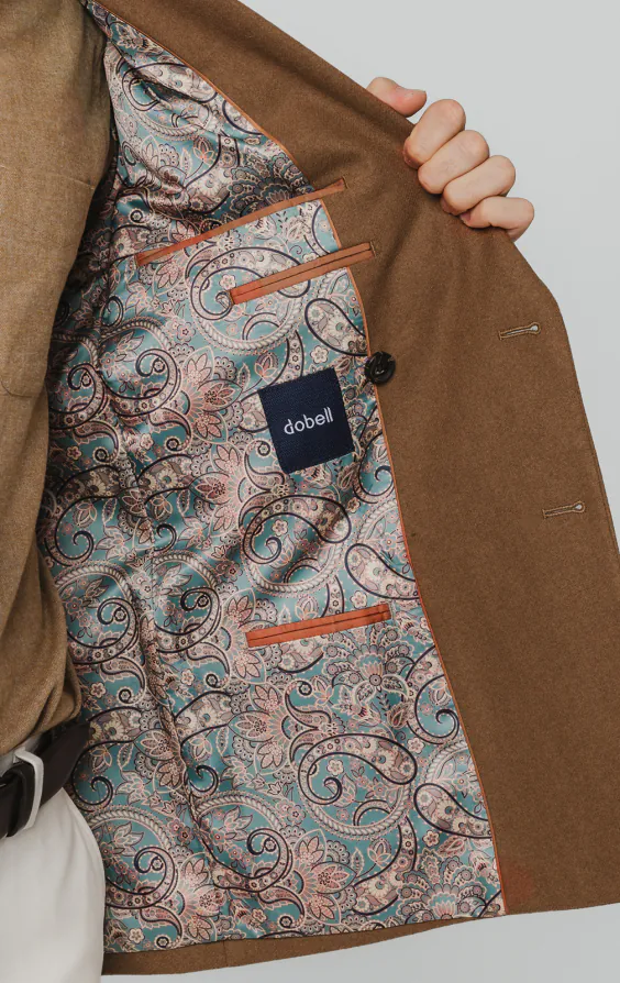 Camel Brushed Wool Blend Double Breasted Jacket - photo 4