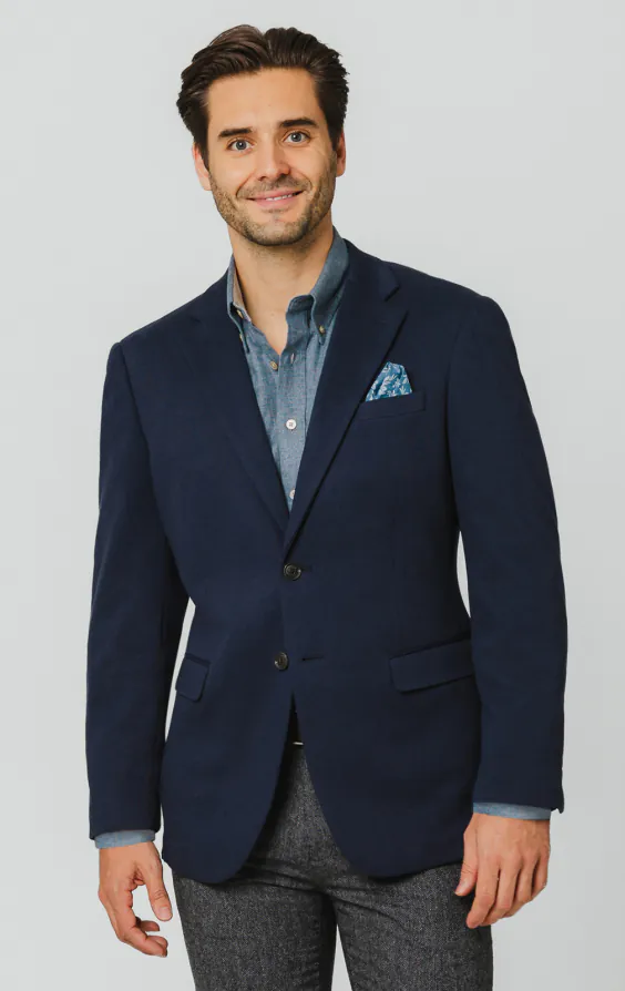 Navy Cotton Pique Jacket Navy Cotton Pique Jacket