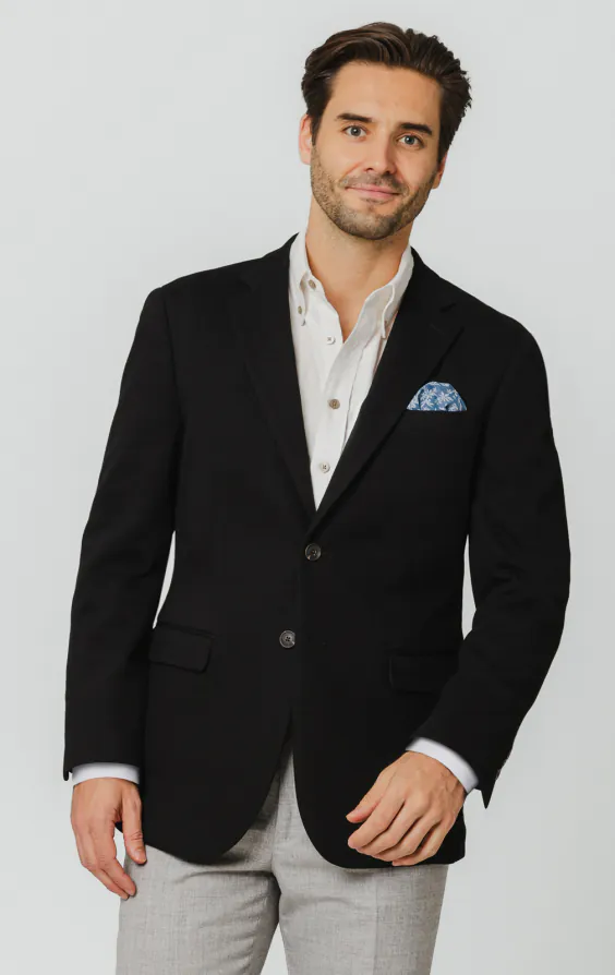 Black Cotton Pique Jacket