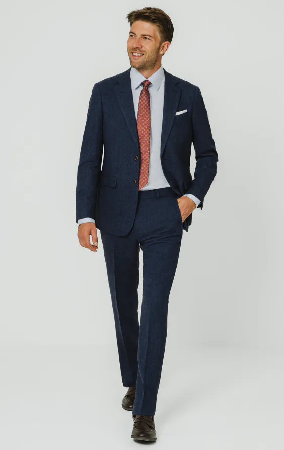 Blue Herringbone Tweed Suit Jacket - photo 1 Blue Herringbone Tweed Suit Jacket - photo 1