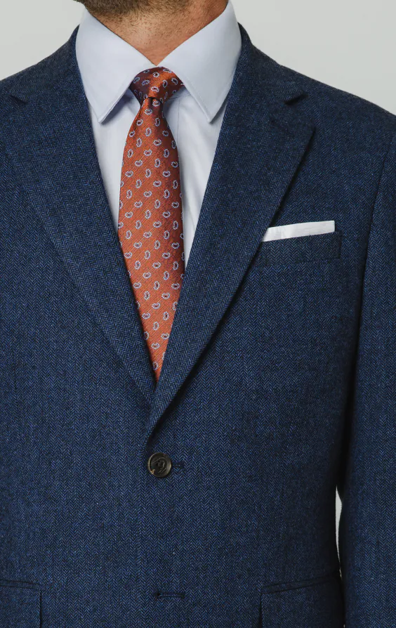 Blue Herringbone Tweed Suit Jacket - photo 3 Blue Herringbone Tweed Suit Jacket - photo 3