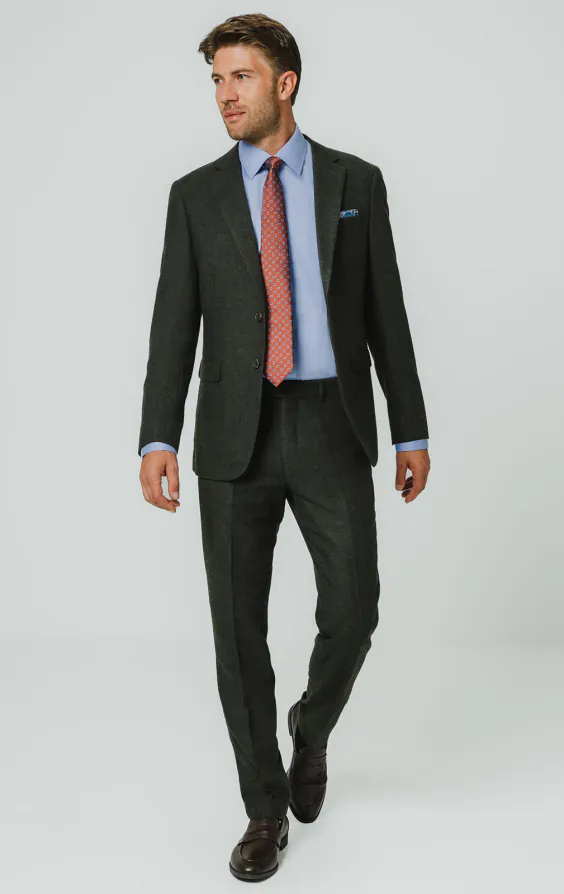 Dark Green Herringbone Tweed Suit Jacket - photo 1 Dark Green Herringbone Tweed Suit Jacket - photo 1