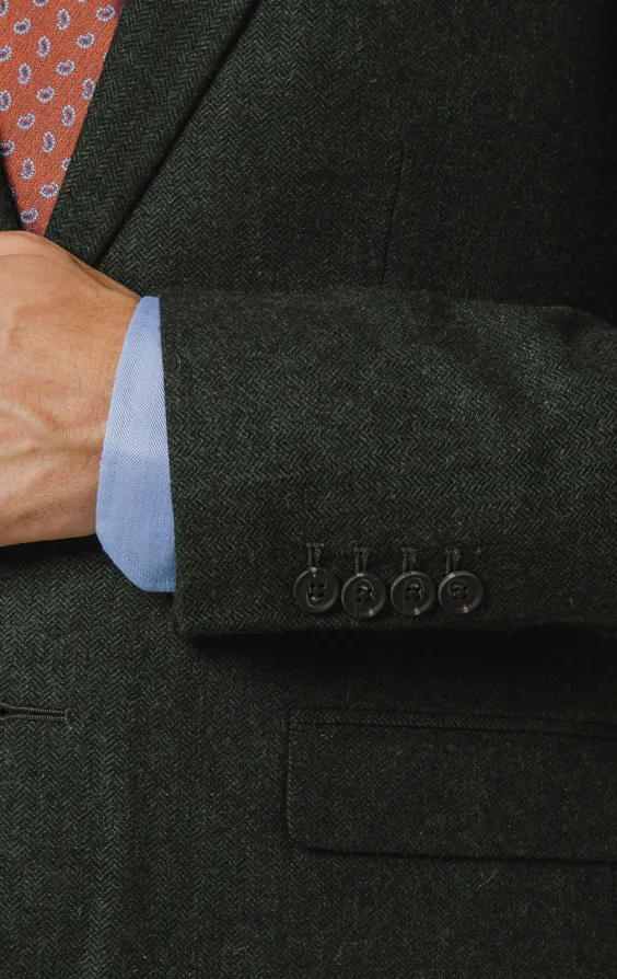 Dark Green Herringbone Tweed Suit Jacket - photo 2 Dark Green Herringbone Tweed Suit Jacket - photo 2