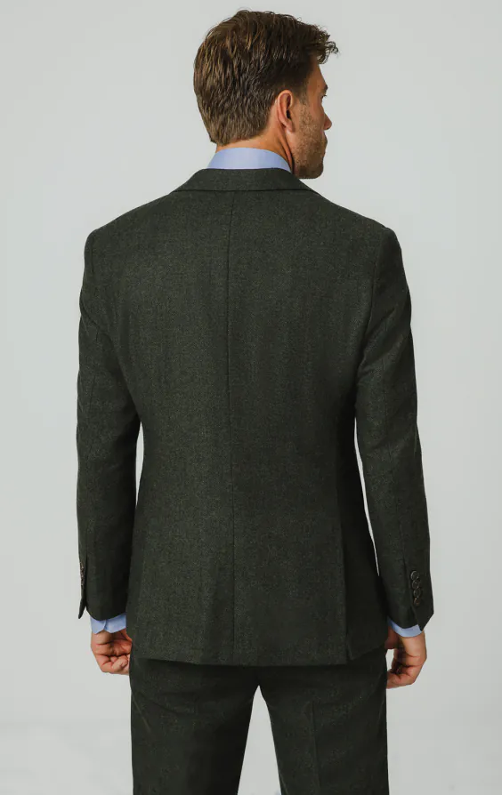 Dark Green Herringbone Tweed Suit Jacket - photo 5 Dark Green Herringbone Tweed Suit Jacket - photo 5