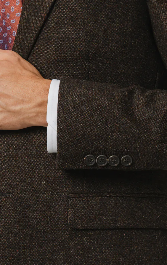 Dark Brown Donegal Tweed Suit Jacket - photo 2