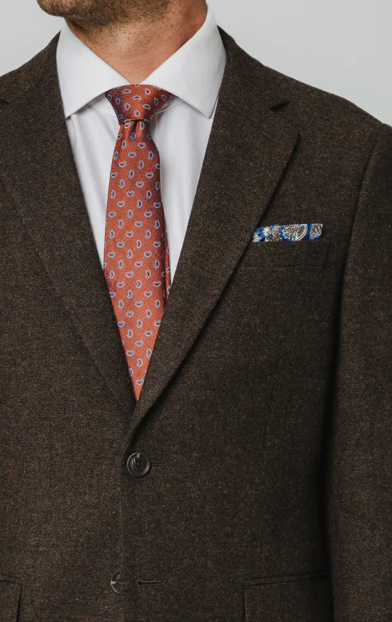 Dark Brown Donegal Tweed Suit Jacket - photo 3