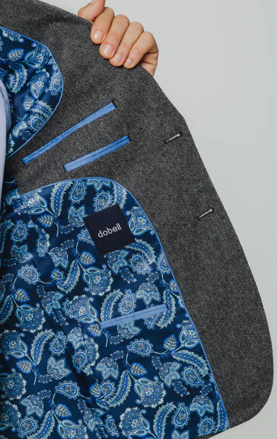 Gray Herringbone Tweed Suit Jacket - photo 4