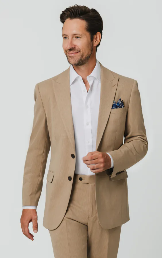 Camel Pinstripe Suit Jacket Camel Pinstripe Suit Jacket