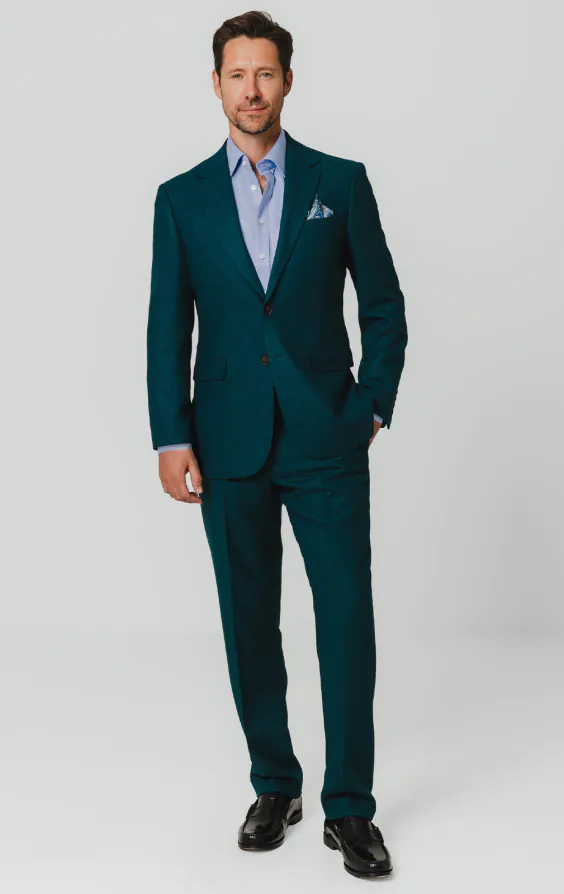 Teal Wool Flannel Suit Jacket - photo 1