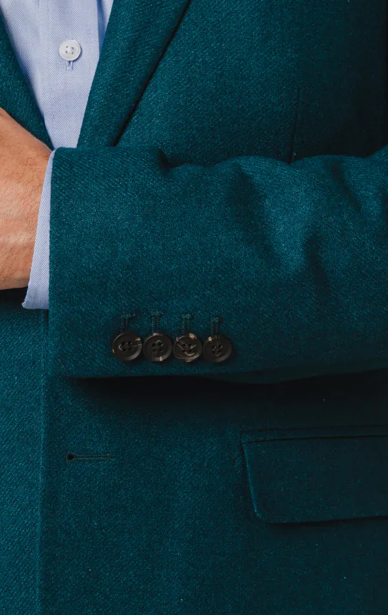Teal Wool Flannel Suit Jacket - photo 2