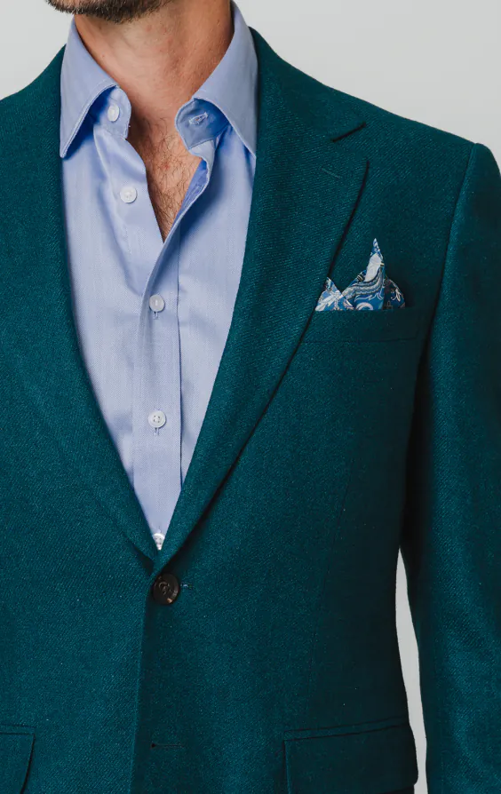 Teal Wool Flannel Suit Jacket - photo 3