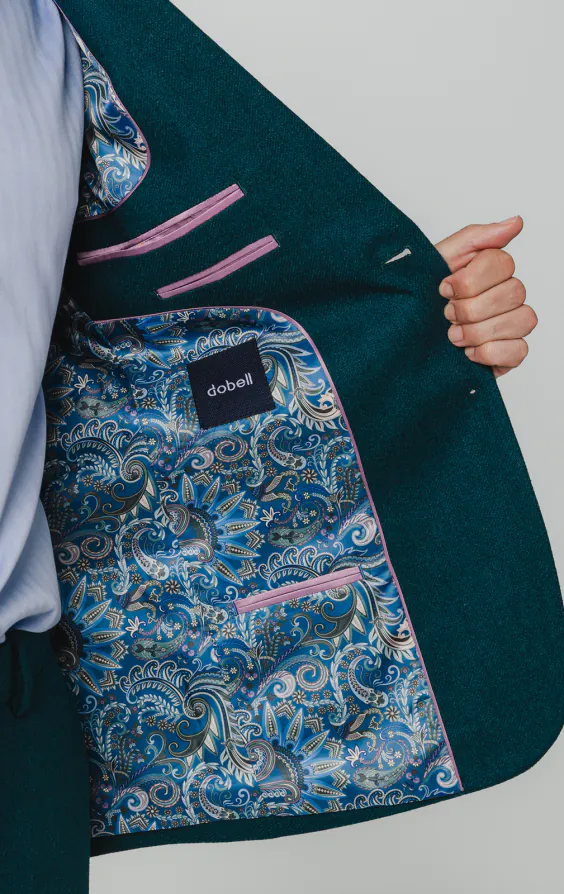Teal Wool Flannel Suit Jacket - photo 4