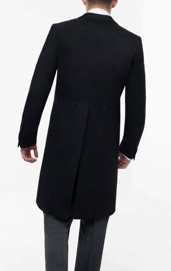 100% Wool Black Herringbone Morning Tailcoat - photo 1 100% Wool Black Herringbone Morning Tailcoat - photo 1