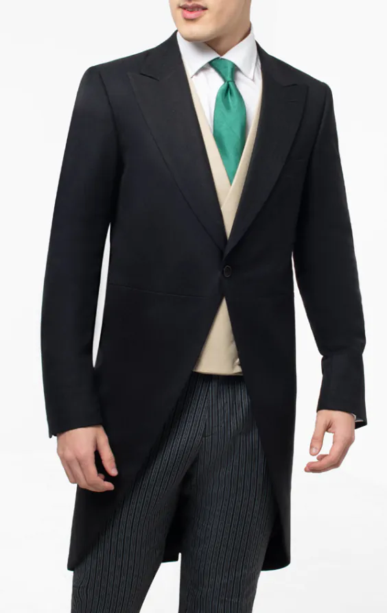 100% Wool Black Herringbone Morning Tailcoat 100% Wool Black Herringbone Morning Tailcoat