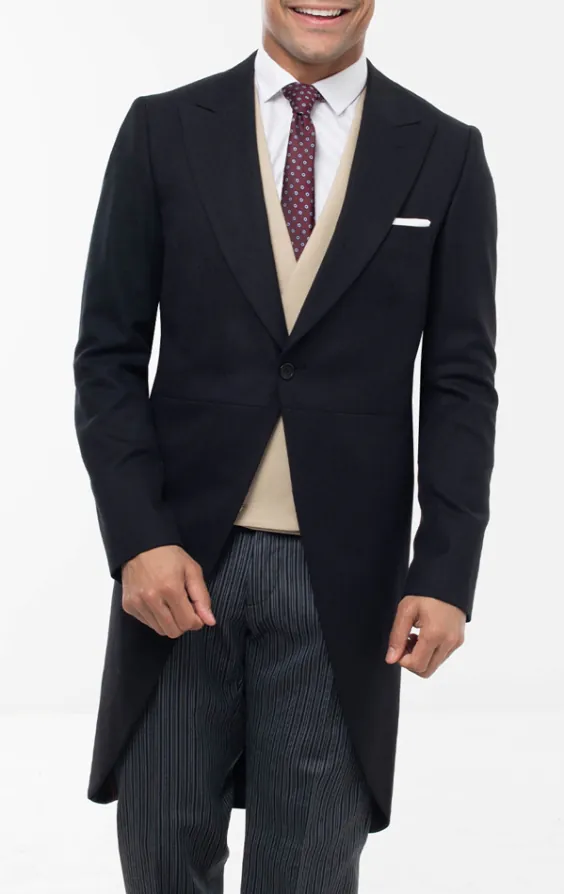 Dobell Black Herringbone Morning Tailcoat Dobell Black Herringbone Morning Tailcoat