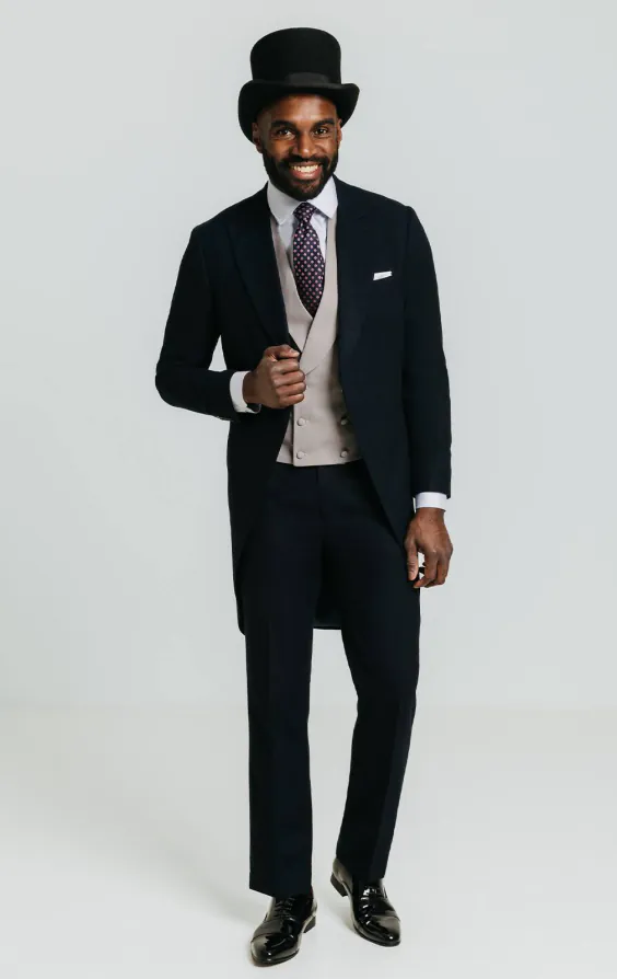 Dobell Navy Herringbone Morning Tailcoat - photo 1 Dobell Navy Herringbone Morning Tailcoat - photo 1