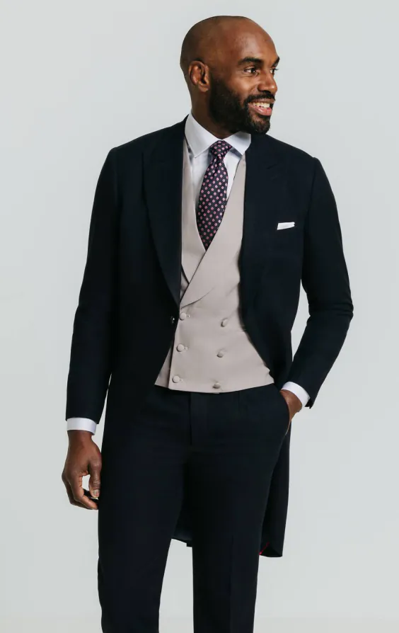 Dobell Navy Herringbone Morning Tailcoat Dobell Navy Herringbone Morning Tailcoat