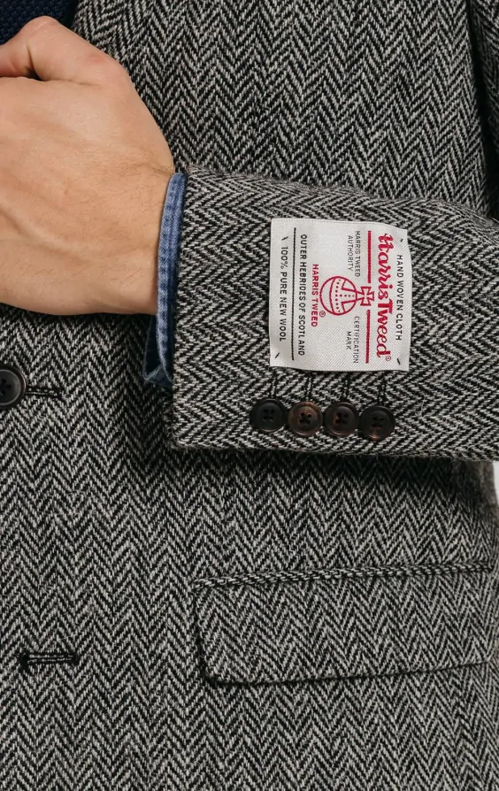 Harris Tweed of Scotland Grey Herringbone Tweed Jacket | Dobell
