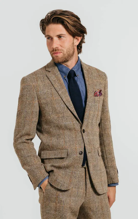 Harris Tweed of Scotland Brown Windowpane Tweed Jacket Harris Tweed of Scotland Brown Windowpane Tweed Jacket