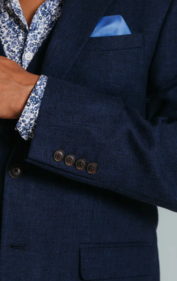 Navy Linen Suit Jacket - photo 2
