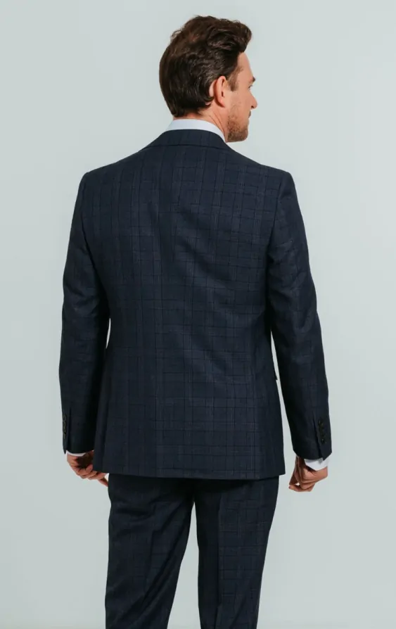 Dobell Men's Light Grey Check Suit Jacket - Regular Fit Single Breasted Blazer-279404