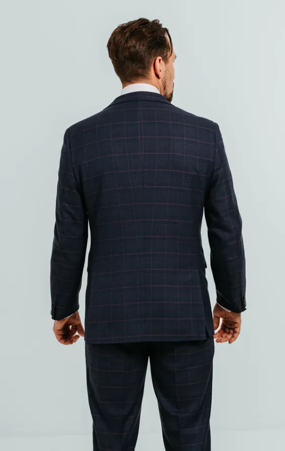 Navy with Pink Check Suit Jacket - photo 1