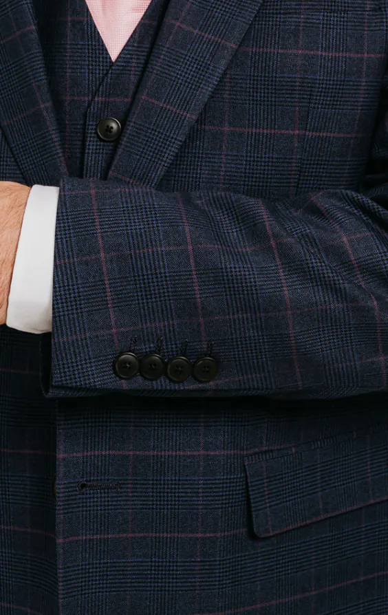 Navy with Pink Check 3 Piece Suit - photo 3 Navy with Pink Check 3 Piece Suit - photo 3