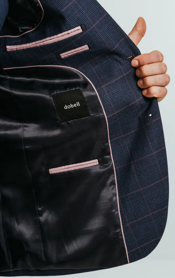 Navy with Pink Check Suit Jacket - photo 4