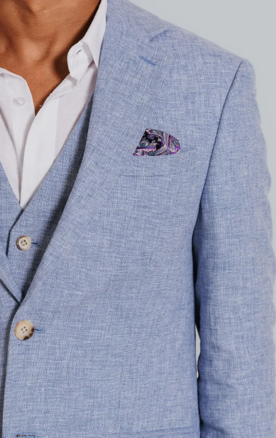 Light Blue Linen 3 Piece Suit - photo 4 Light Blue Linen 3 Piece Suit - photo 4