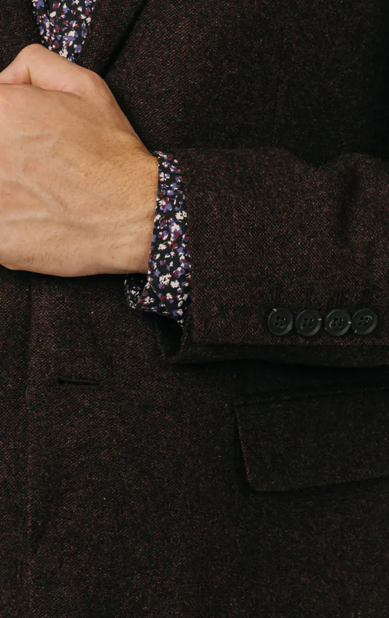 Tuta Uomo Lana Tweed Due File - Borgogna Per Matrimoni XXL